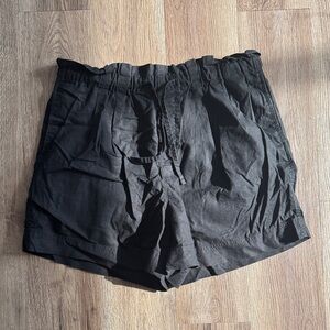 Black Linen Casual Shorts